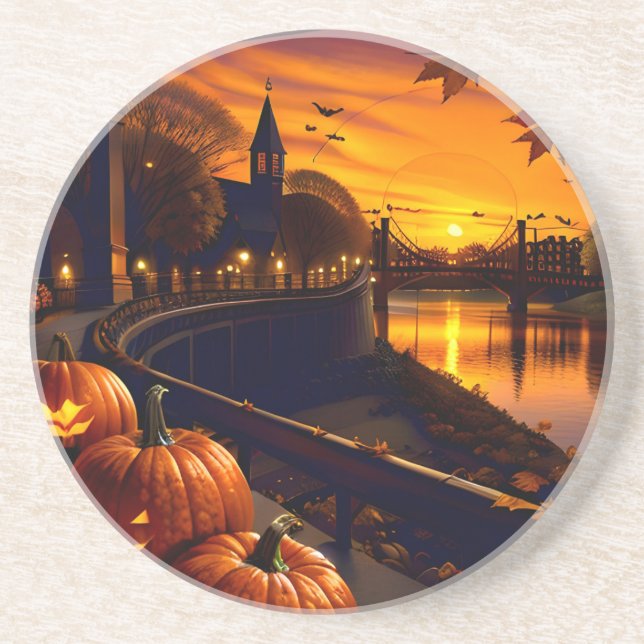 Halloween Landscape Two Coaster (Front)