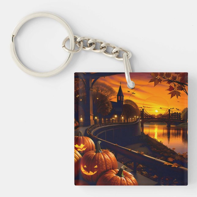 Halloween Landscape Two Key Ring (Front)