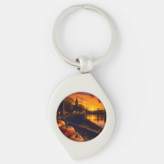Halloween Landscape Two Key Ring (Front)