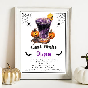 Halloween "Last Night Diapers" Baby Shower Game Poster