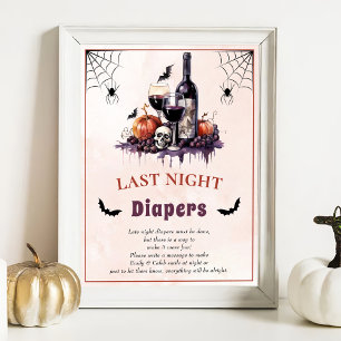 Halloween "Last Night Diapers" Baby Shower Game Poster