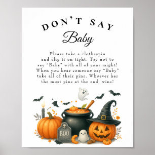 Halloween Late Night Diapers Baby Shower Game Poster