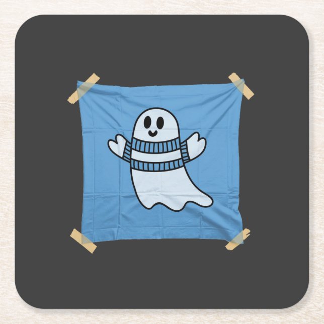 Halloween Lazy Taped Costume  Square Paper Coaster (Front)