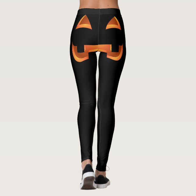Halloween Leggings Funny Pumpkin Stretchy Pants (Back)