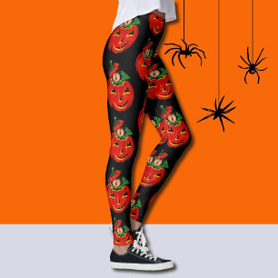 Halloween Leggings Jack-O-Lanterns Orange Pumpkins
