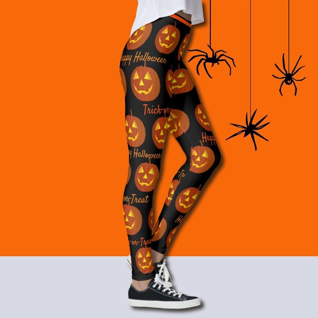 Halloween Leggings Jack-O-Lanterns Orange Pumpkins (Creator Uploaded)