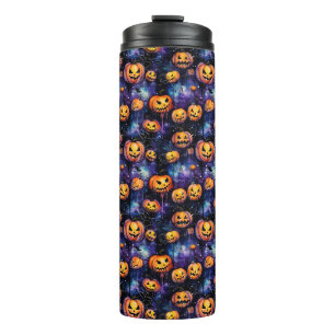 Halloween Leggings Jack-O-Lanterns Orange Pumpkins Thermal Tumbler