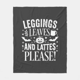 Halloween Leggings Leaves and Lattes Fall Coffee D Fleece Blanket
