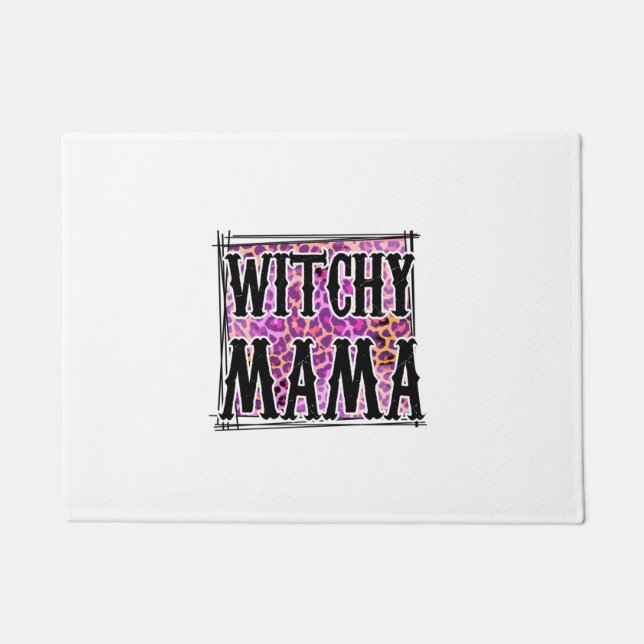 Halloween Leopard Witchy Mama Birthday Doormat (Front)