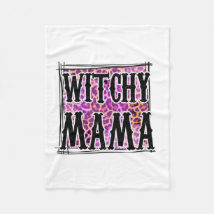 Halloween Leopard Witchy Mama Birthday Fleece Blanket