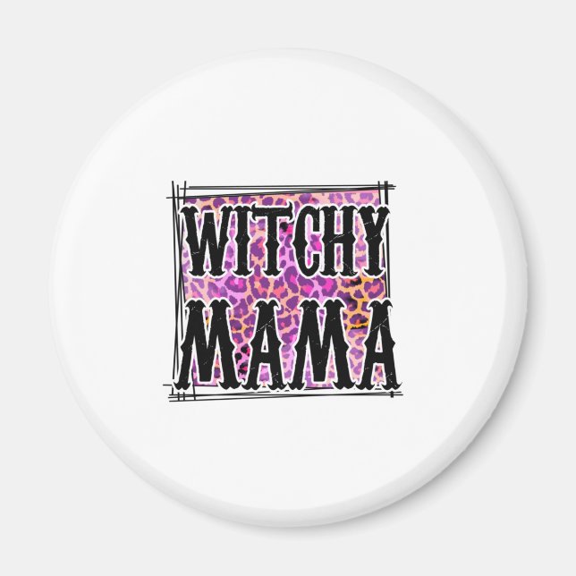 Halloween Leopard Witchy Mama Birthday Magnet (Front)