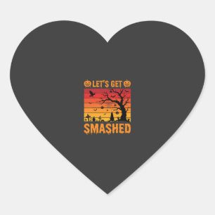 Halloween Lets Get Smashed Haunted Graveyard Heart Sticker