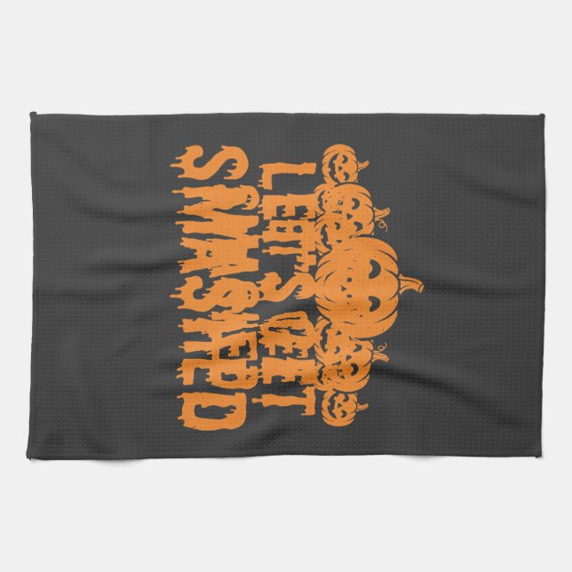Halloween Lets Get Smashed Pumpkin Tea Towel (Horizontal)
