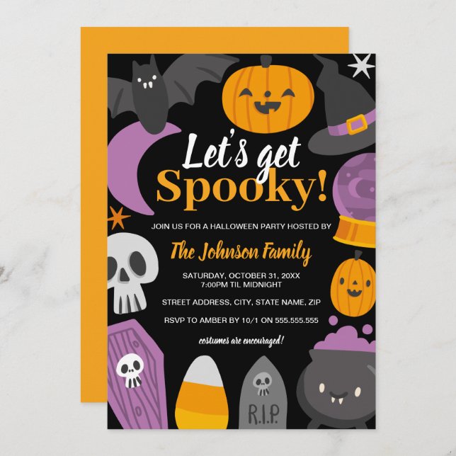 Halloween Let's Get Spooky Party  Invitation (Front/Back)