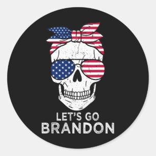 Halloween Let's Go Brandon Ndana Skull Aviation Su Classic Round Sticker