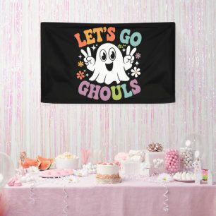 Halloween Let's Go Ghouls Ghost Retro Costume Banner
