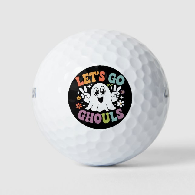 Halloween Let's Go Ghouls Ghost Retro Costume Golf Balls (Front)
