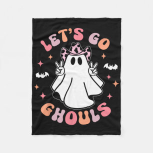 Halloween Let's Go Ghouls Ghost Retro Costume Wome Fleece Blanket