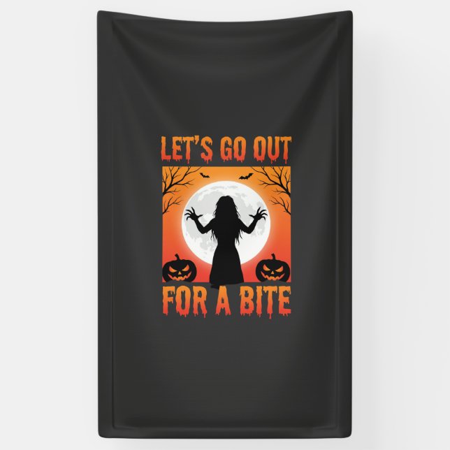 Halloween Let's Go Out For a Bite Horror Banner (Vertical)