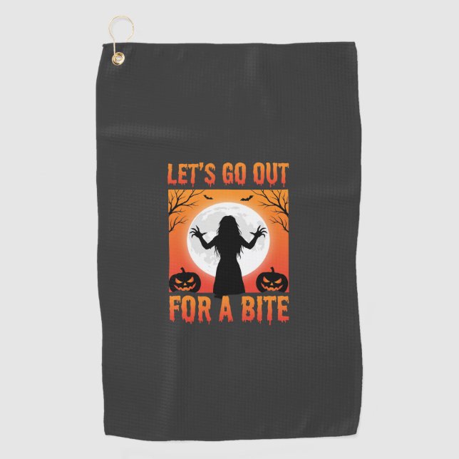 Halloween Let's Go Out For a Bite Horror Golf Towel (Front)