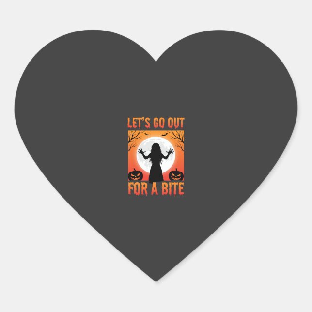 Halloween Let's Go Out For a Bite Horror Heart Sticker (Front)