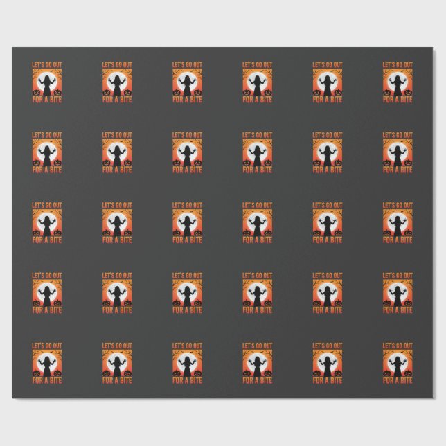 Halloween Let's Go Out For a Bite Horror Wrapping Paper (Flat)
