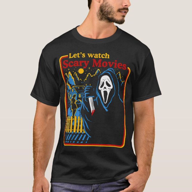 Halloween Lets Watch Scary Horror Movies Ghost Ser T-Shirt (Front)