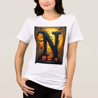 Halloween Letter N Single Tear Tri-Blend Shirt