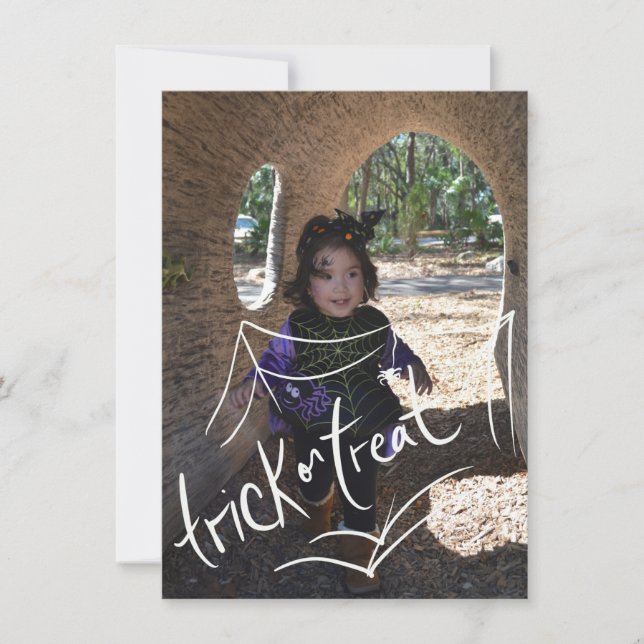 Halloween Lettering Spider Photo Card (Front)