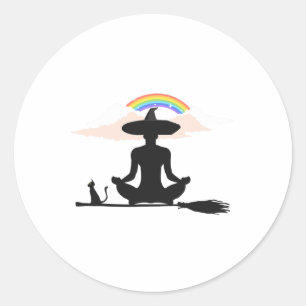 Halloween Lgbt Yoga Witch Pride Hippie Rainbow _1 Classic Round Sticker