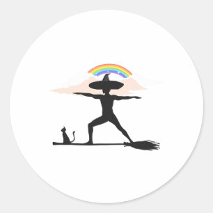 Halloween Lgbt Yoga Witch Pride Hippie Rainbow _2 Classic Round Sticker