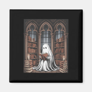 Halloween Librarian Ghost Reading Books Lovers Lib Magnet