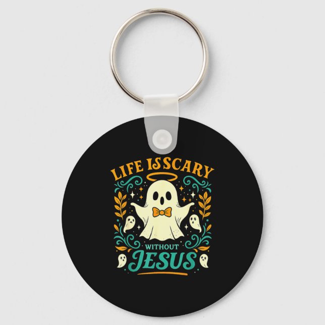 Halloween Life Scary Without Jesus Christian Costu Key Ring (Front)