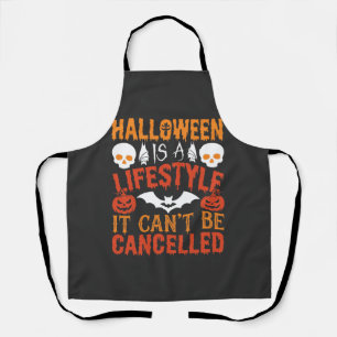 Halloween Lifestyle Bat Pumpkin Typography Vector Apron