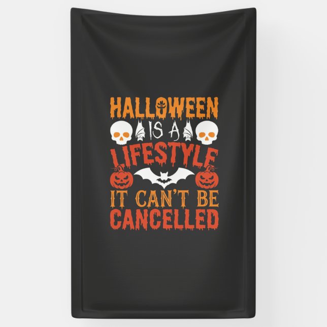 Halloween Lifestyle Bat Pumpkin Typography Vector Banner (Vertical)