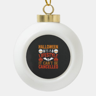 Halloween Lifestyle Bat Pumpkin Typography Vector Ceramic Ball Christmas Ornament