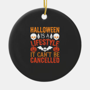 Halloween Lifestyle Bat Pumpkin Typography Vector Ceramic Ornament