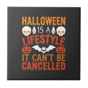 Halloween Lifestyle Bat Pumpkin Typography Vector Ceramic Tile
