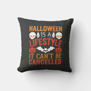 Halloween Lifestyle Bat Pumpkin Typography Vector Cushion