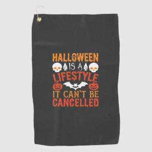 Halloween Lifestyle Bat Pumpkin Typography Vector Golf Towel