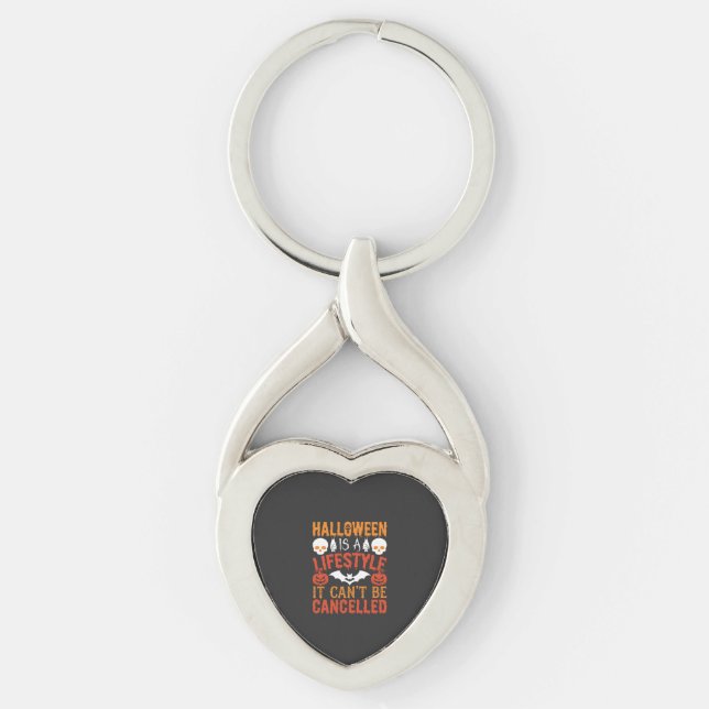 Halloween Lifestyle Bat Pumpkin Typography Vector Key Ring (Front)