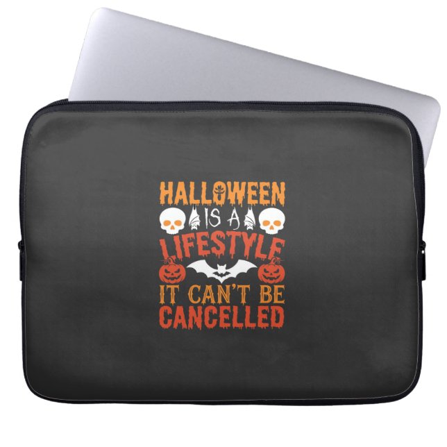 Halloween Lifestyle Bat Pumpkin Typography Vector Laptop Sleeve (Front)