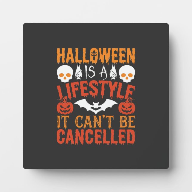 Halloween Lifestyle Bat Pumpkin Typography Vector Plaque (Front)