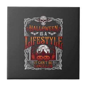 Halloween Lifestyle Bat Skull Graveyard Pumpkins F Ceramic Tile