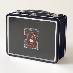Halloween Lifestyle Bat Skull Graveyard Pumpkins F Metal Lunch Box