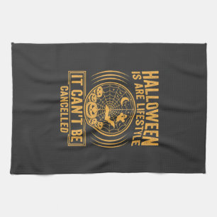 Halloween Lifestyle Bat Spider Web Design_1 Tea Towel