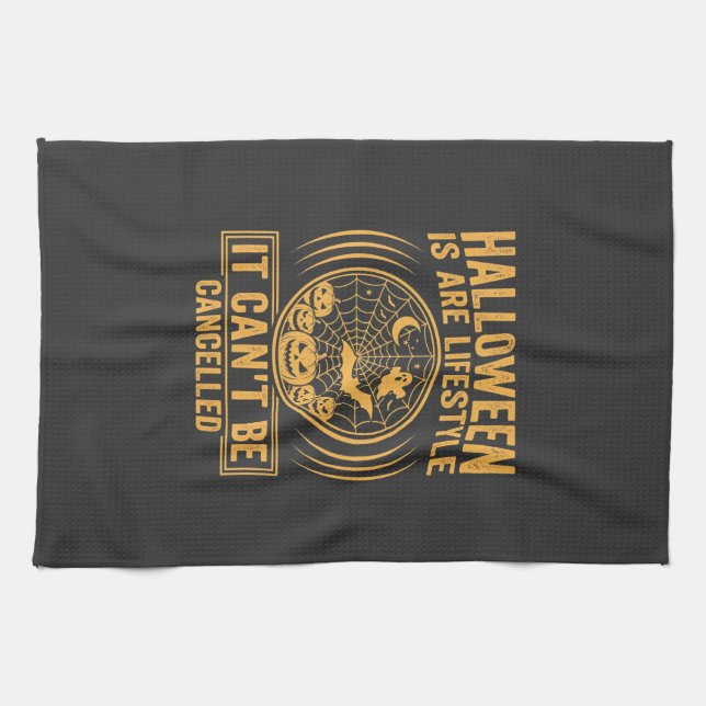 Halloween Lifestyle Bat Spider Web Design_1 Tea Towel (Horizontal)