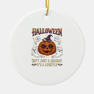 Halloween Lifestyle Pumpkin Sunglasses Witch Hat G Ceramic Ornament