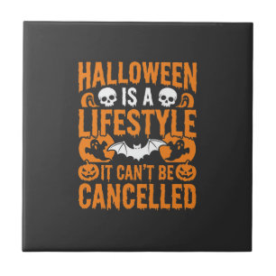Halloween Lifestyle Spooky Bat Pumpkin Design Ceramic Tile