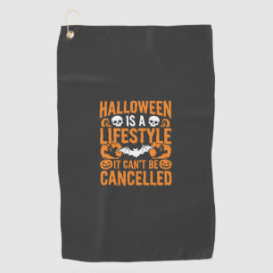 Halloween Lifestyle Spooky Bat Pumpkin Design Golf Towel